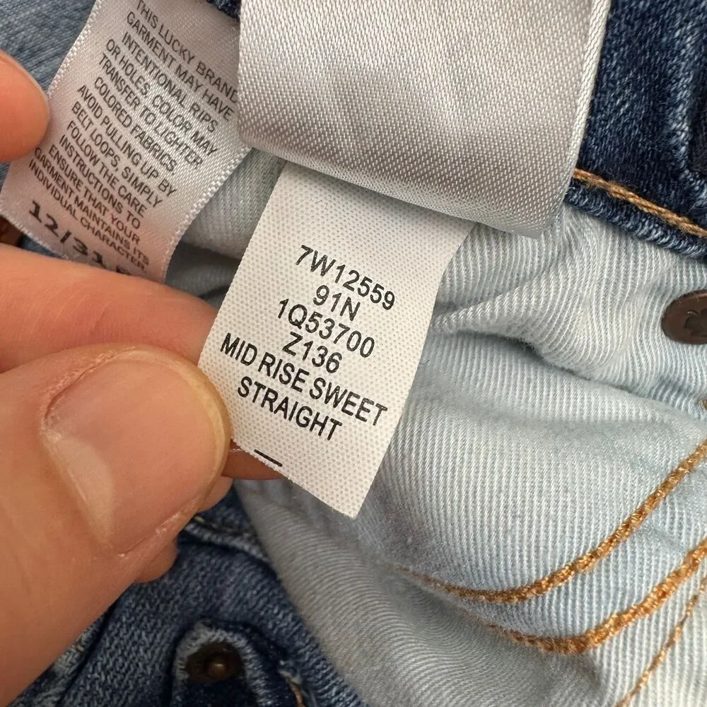 Lucky Brand Mid Rise Straight Sweet Denim Jeans Womens 12/31 Blue Cotton Casual